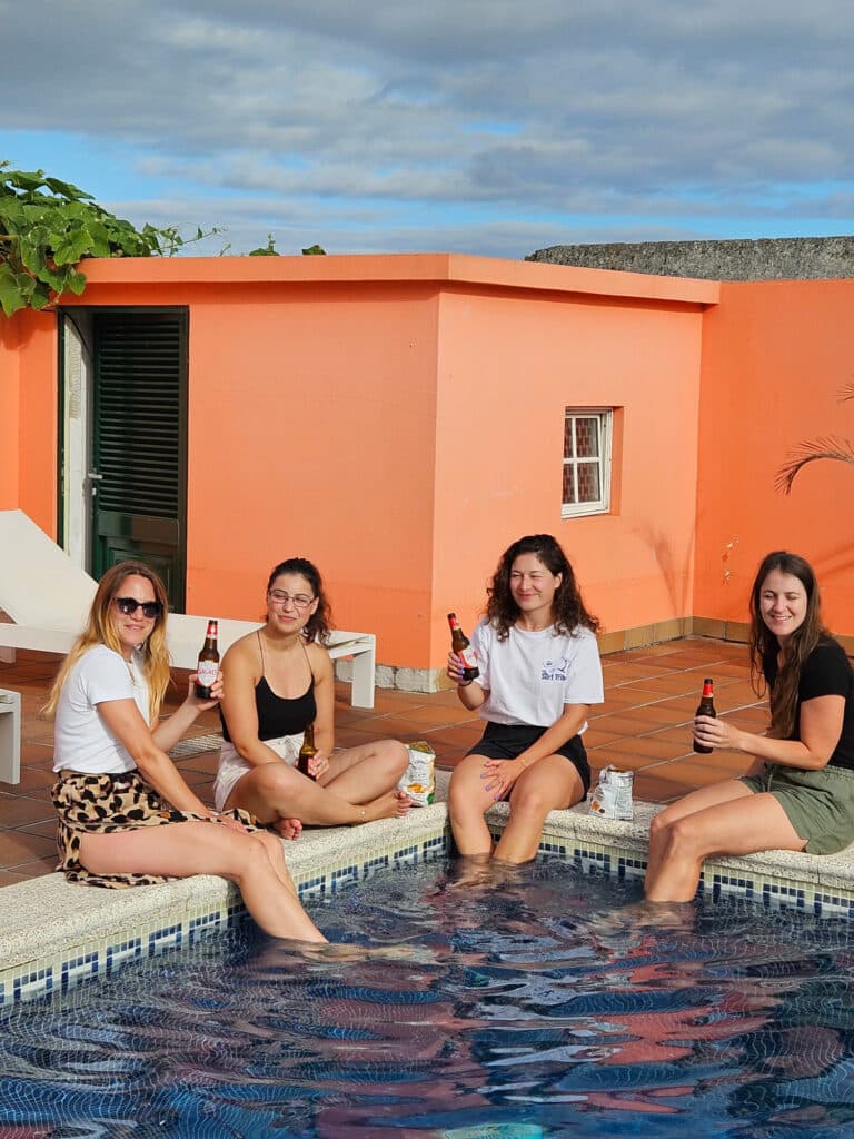 By the pool at Salt Lips Surf Camp