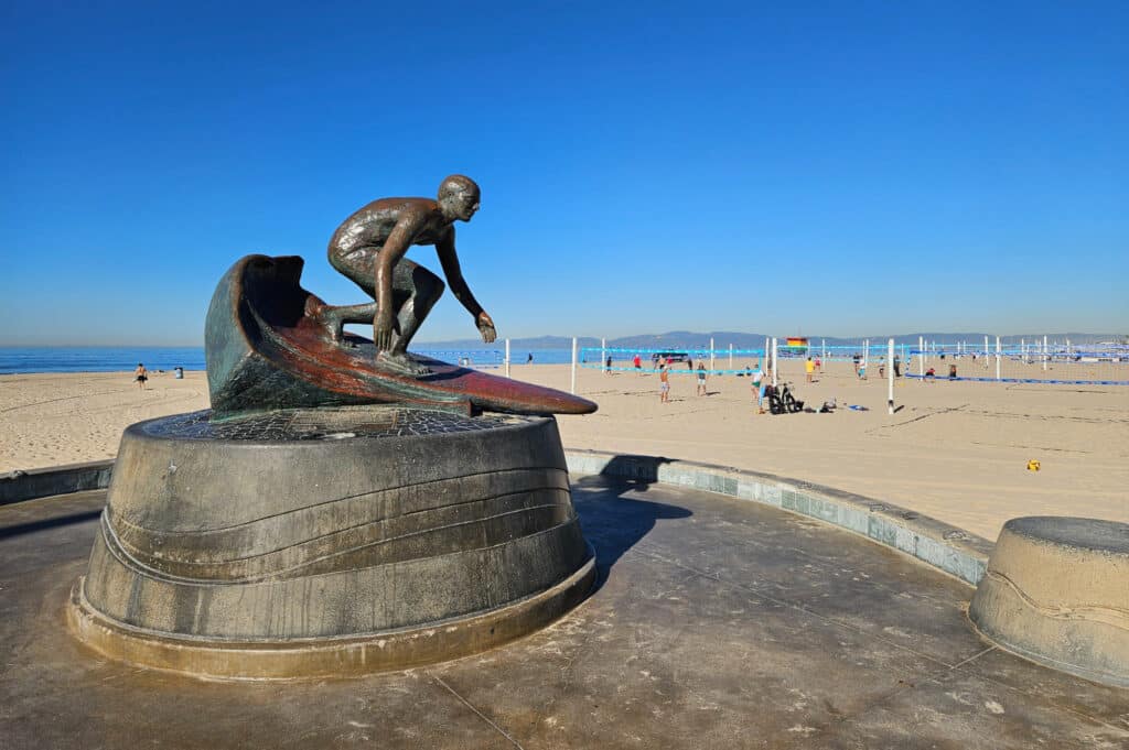 Statue at the Surfers Walk of Fame at Hermosa Beach