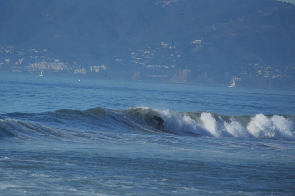 Surfer at Manhattan Beach in Los Angeles