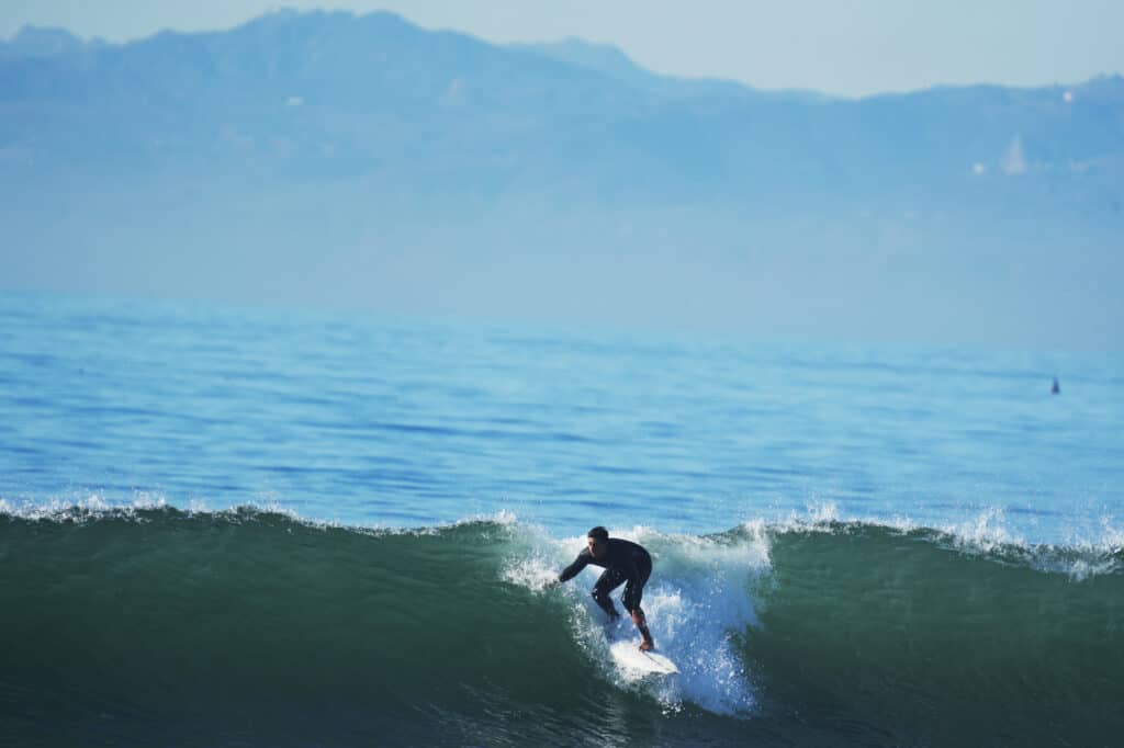 Surfer at Manhattan Beach in Los Angeles