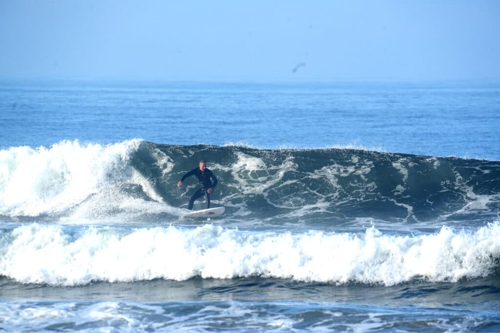 Surfing at Pacific Beach in San Diego