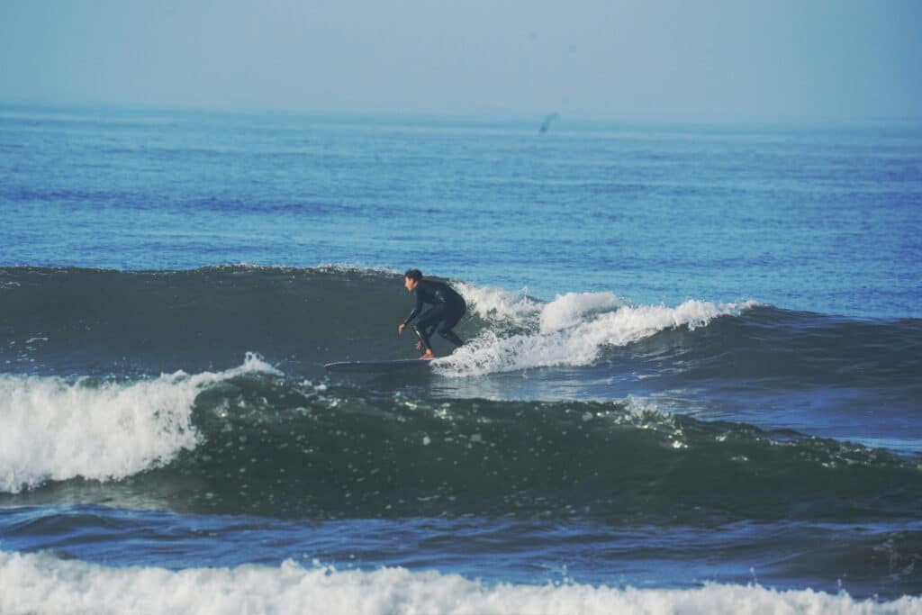 Surfing at Pacific Beach in San Diego