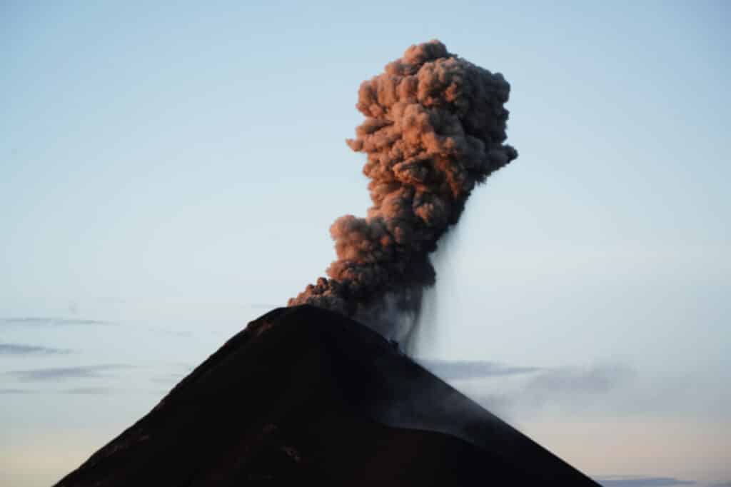 Volcano Fuego erupting