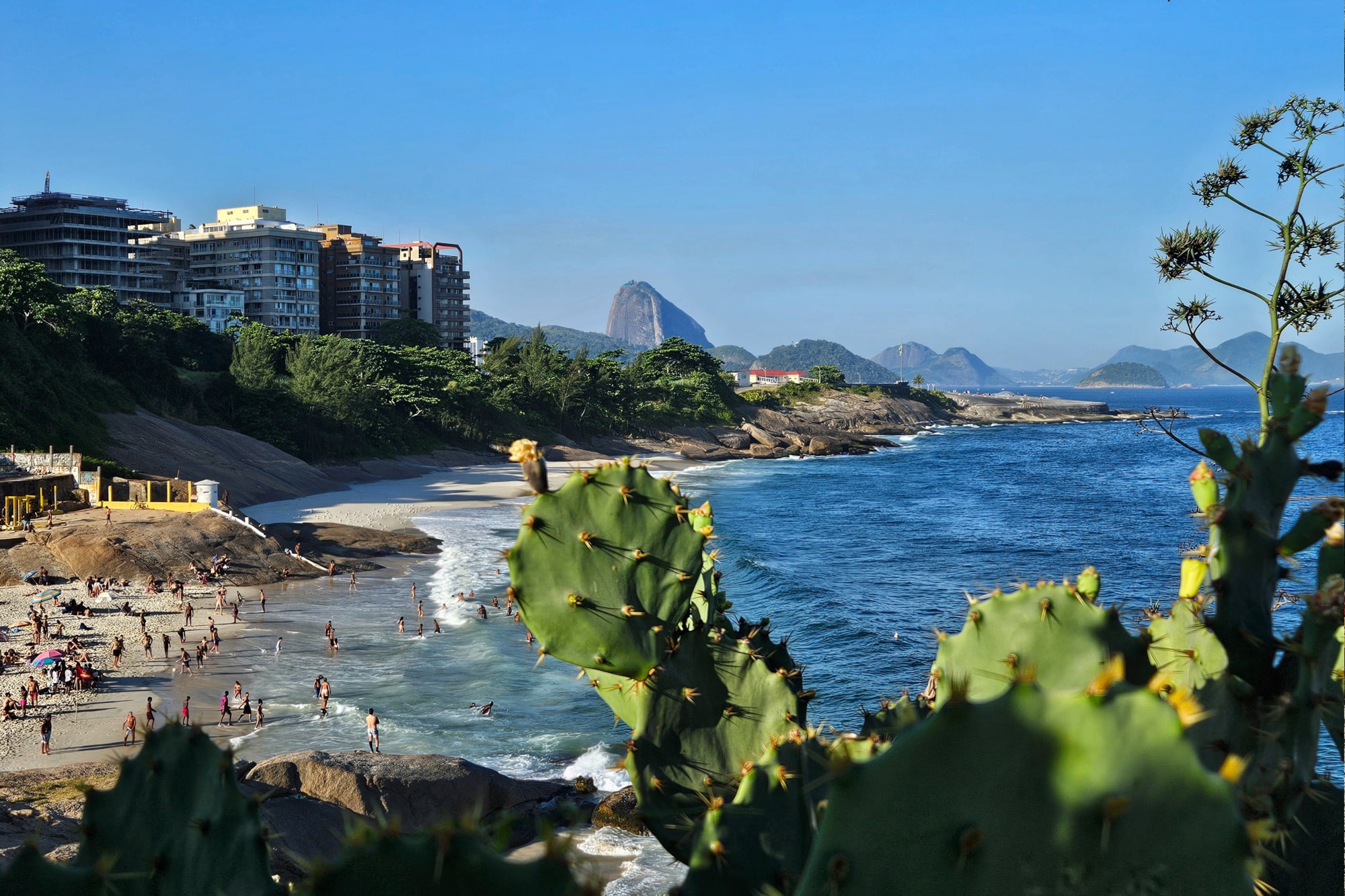 View from Arpoador towards Copacabana in Rio de Janeiro