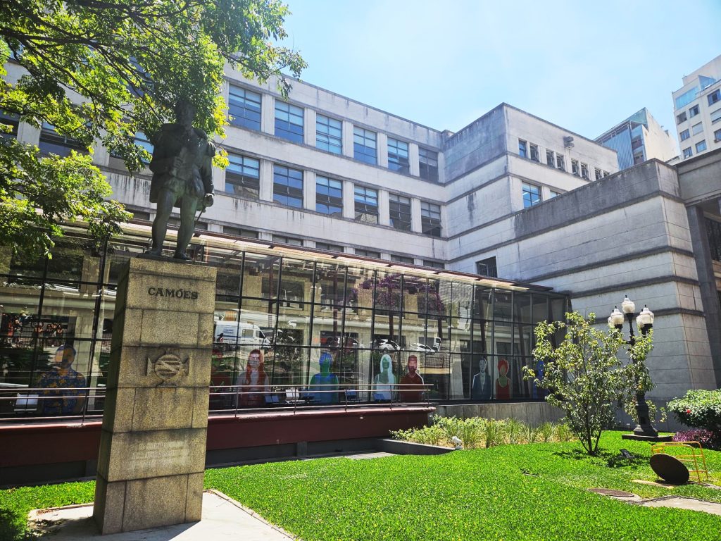 In front of the library in Sao Paulo