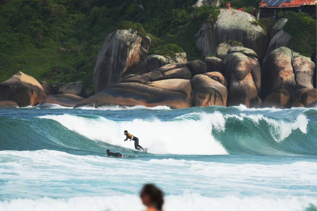 Surfing at Praia Mole in Florianopolis