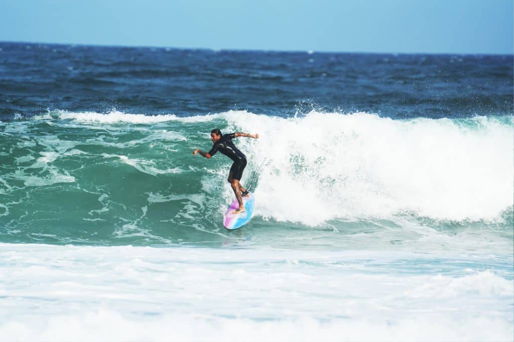 Surfing at Praia Mole in Florianopolis