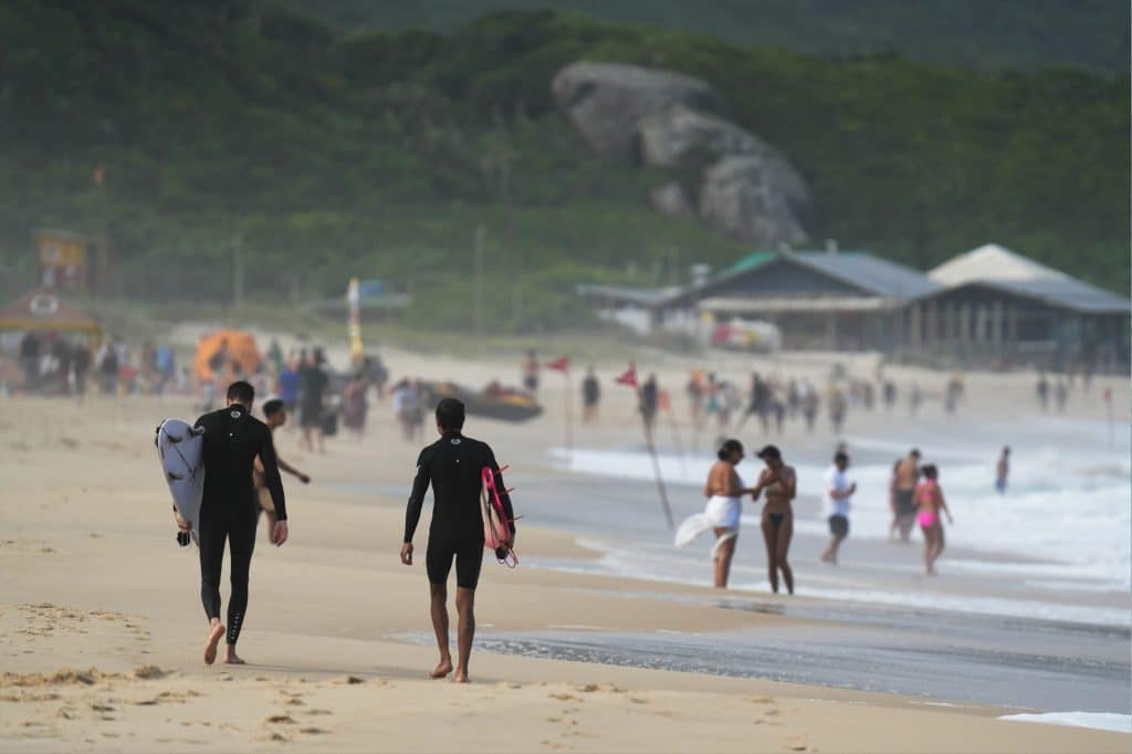 Surfing at Praia Mole in Florianopolis
