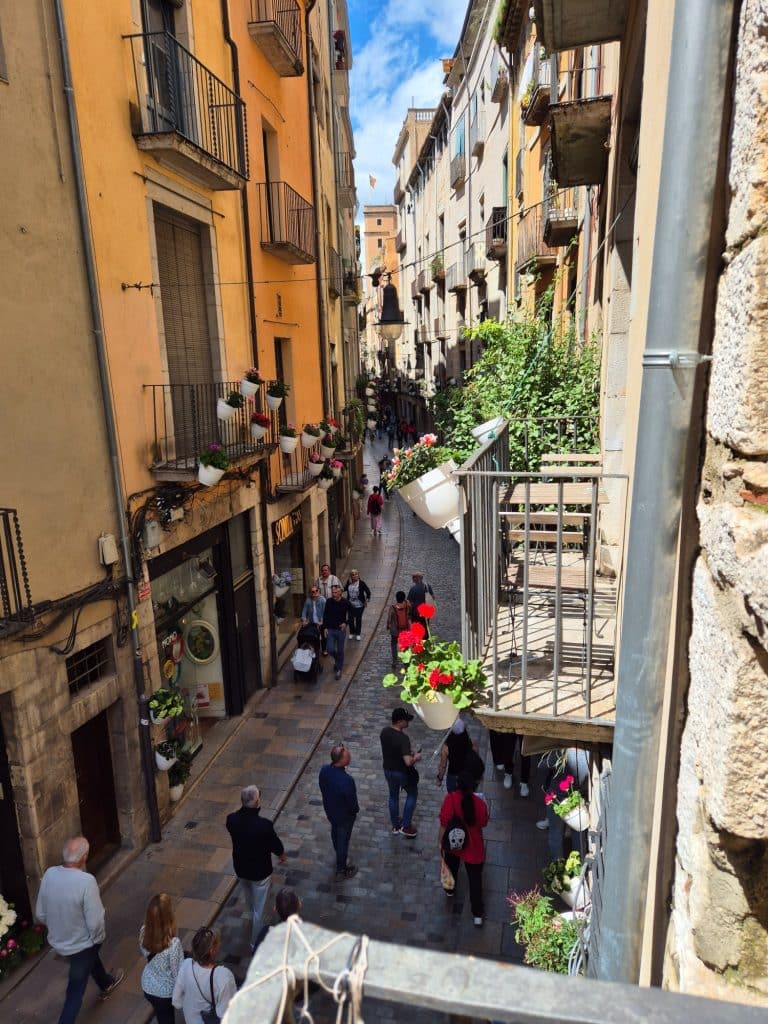 Cafe at a balcony in Girona
