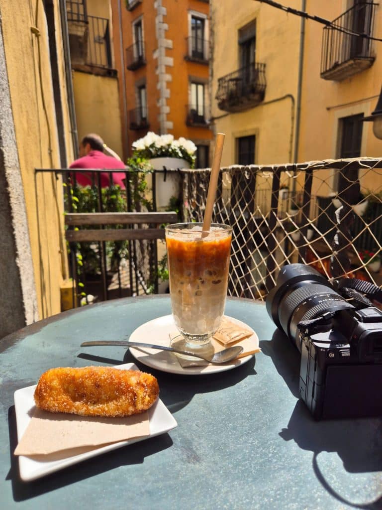 Cafe at a balcony in Girona