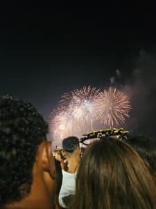 Couple watching the fireworks in Rio
