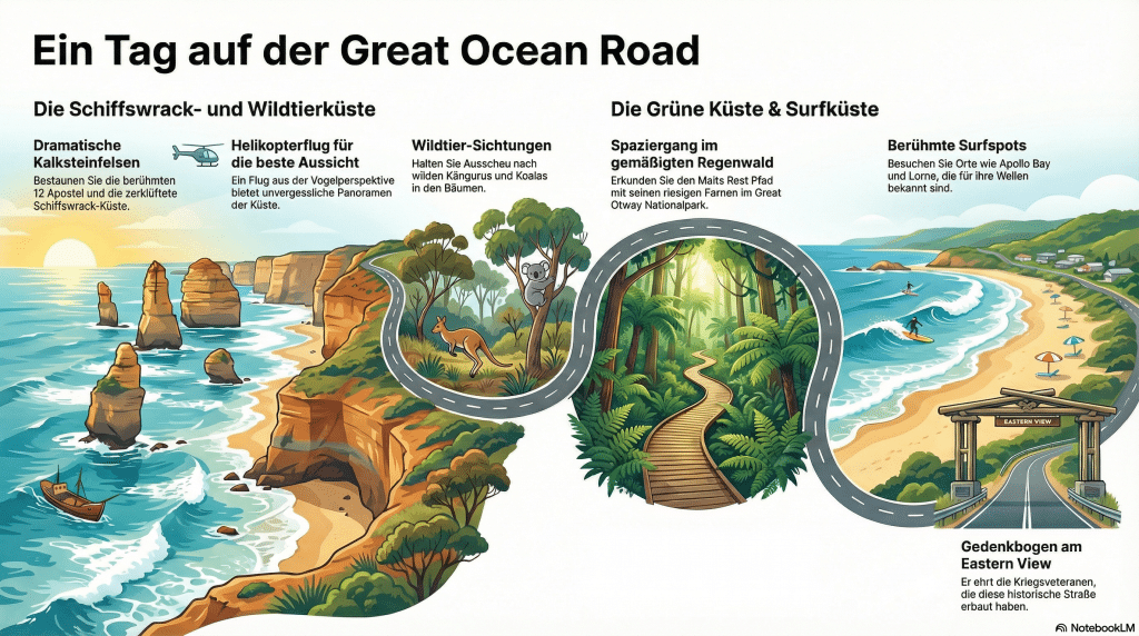 Great Ocean Road an einen Tag
