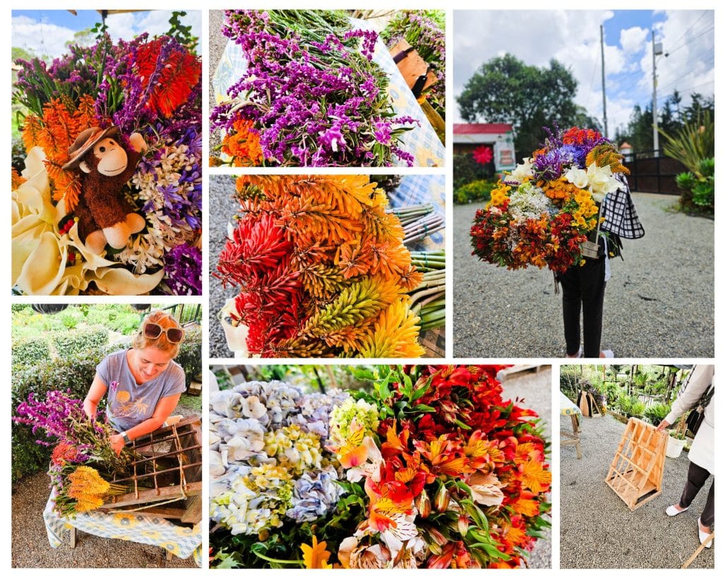 A silletero flower arrangement in Santa Elena
